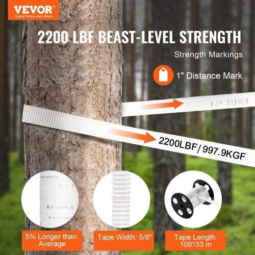 Vevor Πολυεστερική Ταινία Έλξης 5/8" X 108' Αντοχή 2200 Lbf Λευκή Dlldb33m159mxk8ptv0