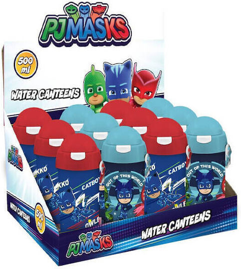 Kinderflasche PJ Masks Kunststoff mit Strohhalm Hellblau 500ml