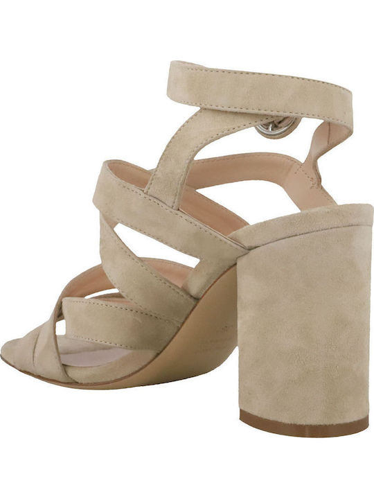 Leather Women's Sandals Beige