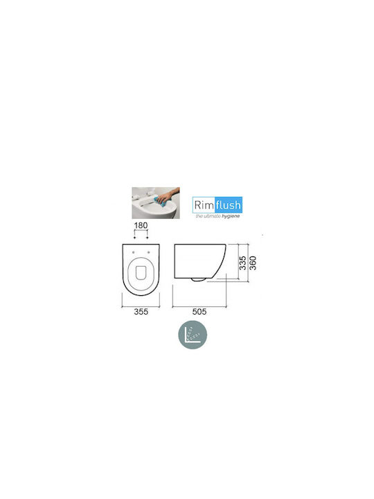 Sanindusa Λεκάνη Κρεμαστή Rimless με Slim Κάλυμμα Soft Close Μαύρη