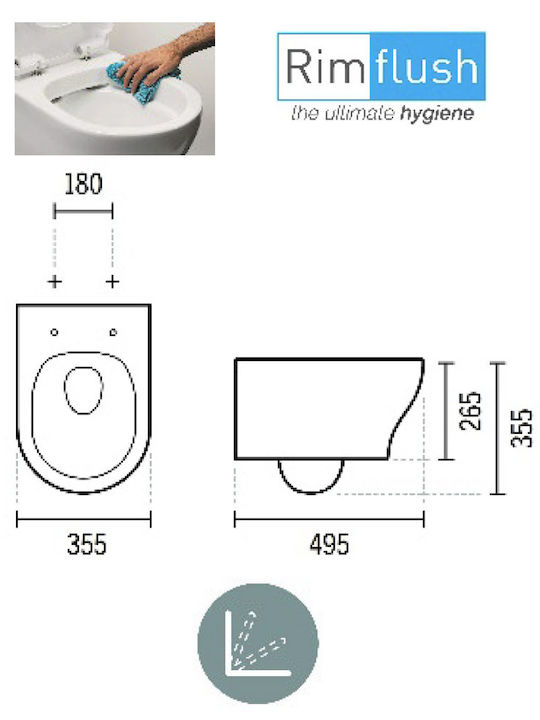 Sanindusa Wandhängende Toilette Randlos mit Schlank Deckel Sanftes Schließen Weiße