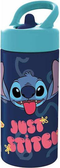 Stor Kids Water Bottle Lilo & Stitch Plastic with Straw Blue 410ml (Various Designs/Colours)