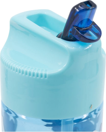 Stor Kids Water Bottle Lilo & Stitch Plastic with Straw Blue 430ml
