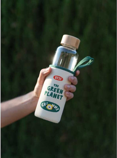 Line Friends Παιδικό Παγούρι Γυάλινο Μπεζ 500ml