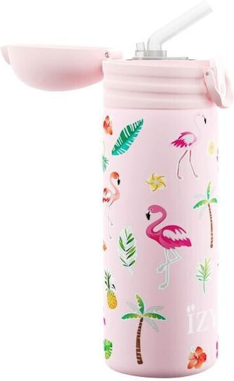 Izy Bottles Kids Water Bottle Thermos Stainless Steel with Screw Cap Non Spill Pink 350ml