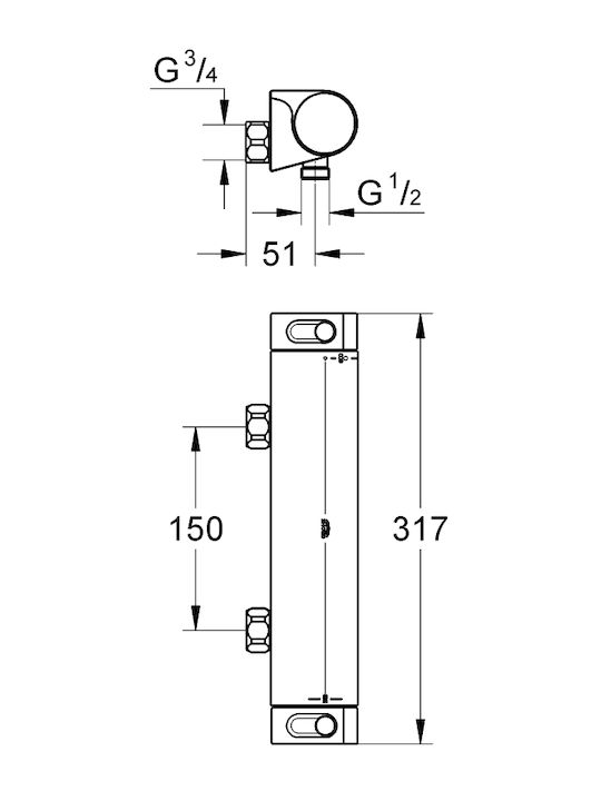 Grohe Grohtherm 2000 Αναμεικτική Μπαταρία Μπανιέρας Ασημί Grohe Grohtherm 2000 Αναμεικτική Μπαταρία Μπανιέρας Ασημί