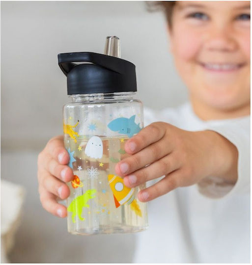 A Little Lovely Company Sticlă Pentru Copii Din Plastic Tritan Cu Pai Galaxy 450ml