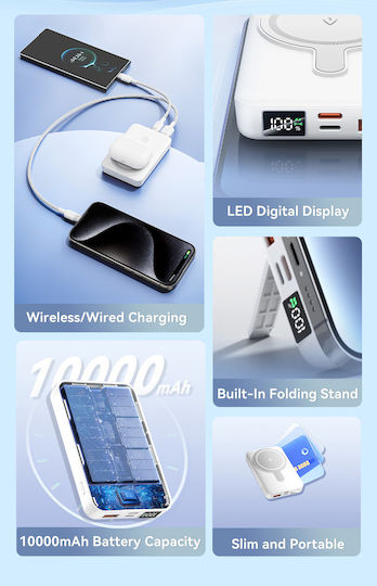Vention FHTW0 MagSafe Power Bank 10000mAh 22.5W με Θύρα USB-A και Θύρα USB-C Power Delivery Λευκό