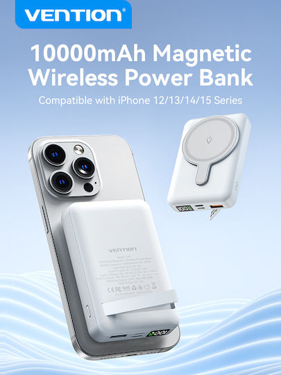 Vention FHTB0 MagSafe Power Bank 10000mAh 22.5W με Θύρα USB-A και Θύρα USB-C Power Delivery Μαύρο