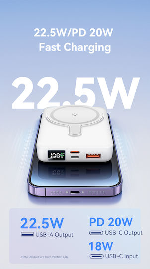 Vention FHTB0 MagSafe Power Bank 10000mAh 22.5W με Θύρα USB-A και Θύρα USB-C Power Delivery Μαύρο