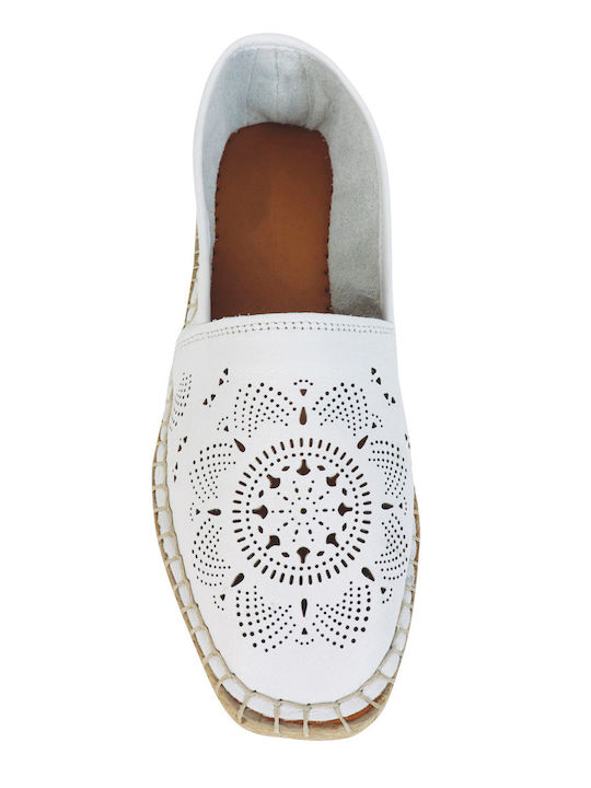 Women's Leather Espadrilles White