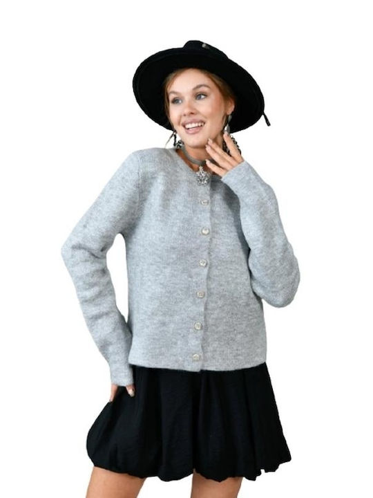 Women's Knitted Cardigan with Buttons Gray