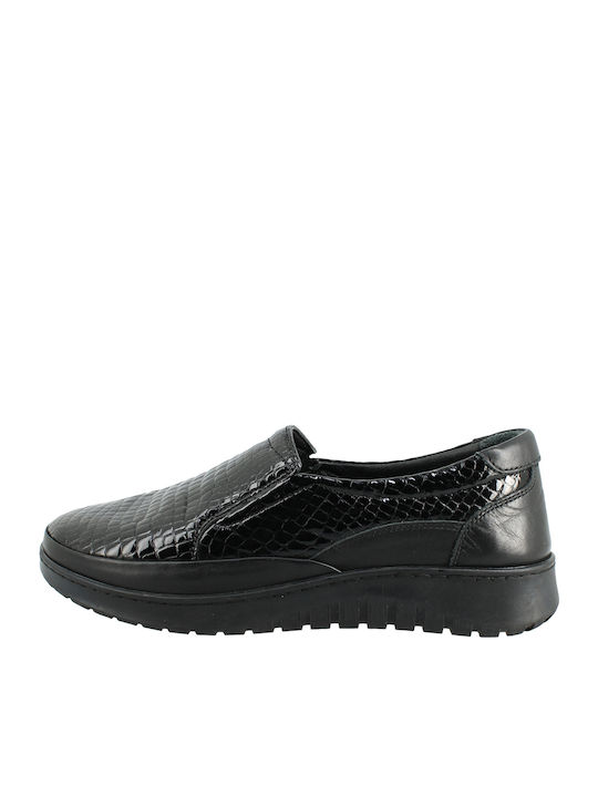 Leather Women's Moccasins in Black Color