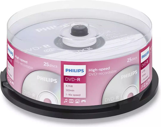 Philips DM4S6B25F Εγγράψιμα DVD-R 16x 4.7GB Cake Box 25τμχ