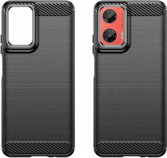 Spacecase Carbon Umschlag Rückseite Silikon Schwarz (Moto G35)