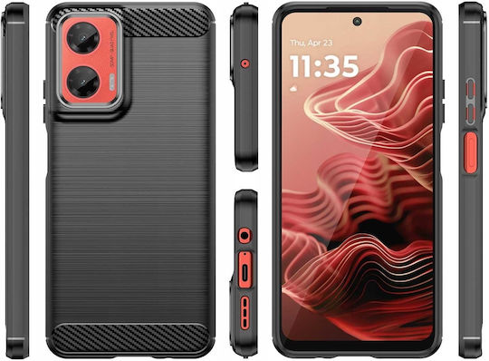 Spacecase Carbon Umschlag Rückseite Silikon Schwarz (Moto G35)