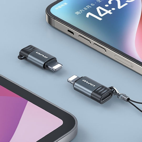 Motorola Μετατροπέας USB-C female σε Lightning male Γκρι 1τμχ