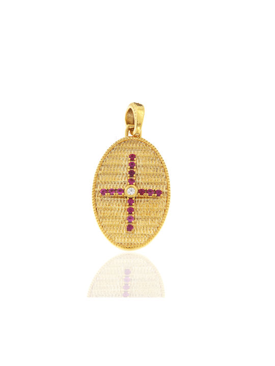 Kontopoulos Charm Amulet Constantine from Gold 9 K with Zircon