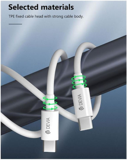 Devia EC042 USB 2.0 Cable USB-C male - USB-C 60W PD Λευκό 2m 379734