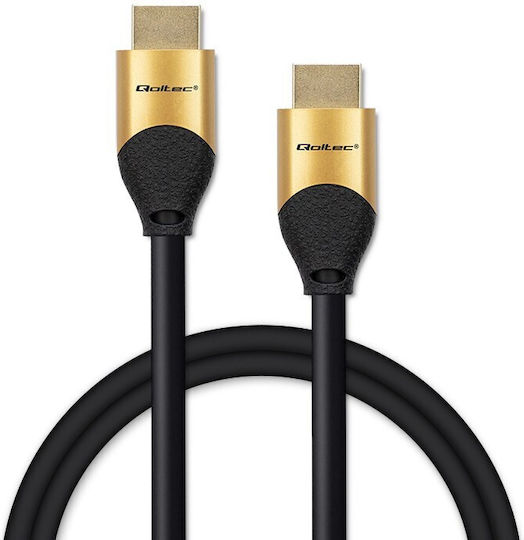 Qoltec HDMI 2.1 Ултра Висока Скорост 48Gbps 4K 120Hz HDR VRR Кабел HDMI Мъжки - HDMI Мъжки 2м Черен