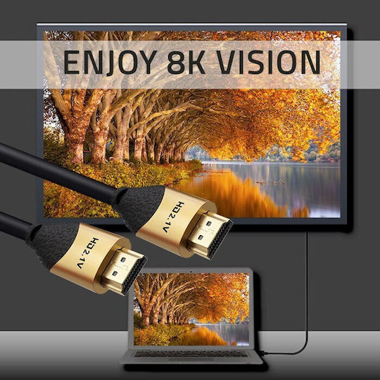 Qoltec HDMI 2.1 Ултра Висока Скорост 48Gbps 4K 120Hz HDR VRR Кабел HDMI Мъжки - HDMI Мъжки 2м Черен