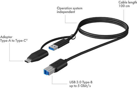Icy Box 1m USB 3.1 Cable A-Male to B-Male (IB-CB032)