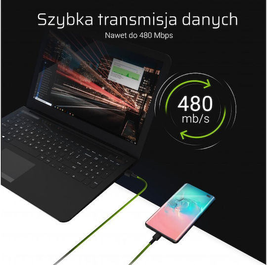 Green Cell USB-A to Lightning Cable Μαύρο 2m (KABGCSET06)