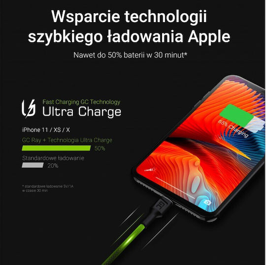 Green Cell USB-A to Lightning Cable Μαύρο 1.2m (KABGCSET05)