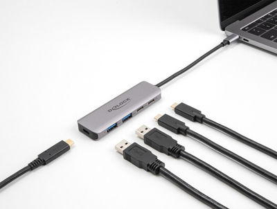 DeLock USB 3.1 USB-C 5 Port Hub Gray