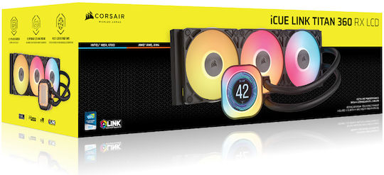 Corsair iCUE LINK TITAN 360 RX LCD Water Cooling AIO CPU with 3 120mm Fans and RGB Lighting
