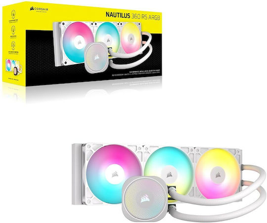 Corsair Nautilus 360 RS Охлаждане AIO CPU с 3 вентилатора 120mm и ARGB осветление бял