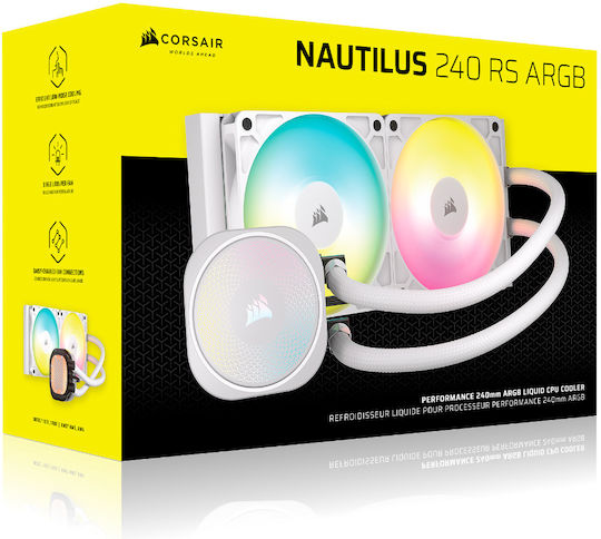Corsair Nautilus 240 RS Water Cooling AIO CPU with 2 120mm Fans and ARGB Lighting White