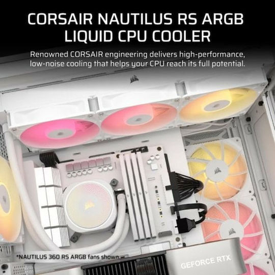 Corsair Nautilus 240 RS Water Cooling AIO CPU with 2 120mm Fans and ARGB Lighting White