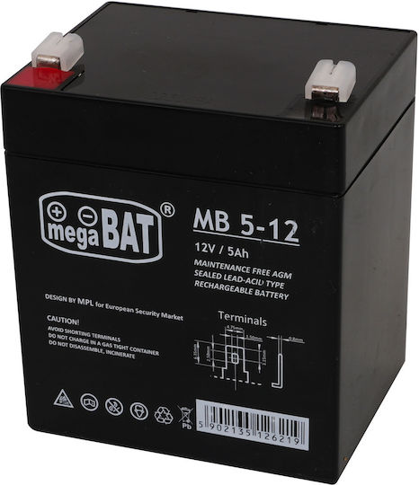 Megabat MB 5-12 UPS Battery with Capacity 5Ah and Voltage 12V 1pcs