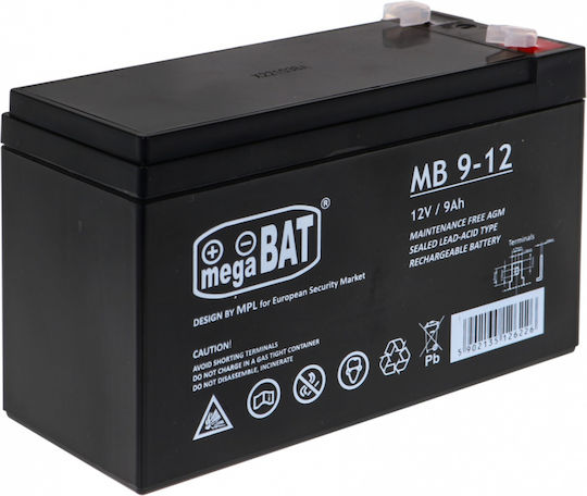 Megabat Μπαταρία UPS με Χωρητικότητα 9Ah και Τάση 12V 1τμχ
