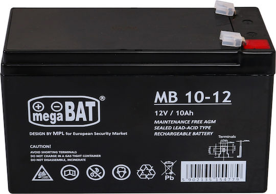 Megabat UPS Battery with Capacity 10Ah and Voltage 12V AKU.12V-10AH 1pcs