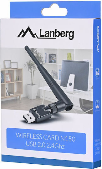 Lanberg NC-0150-WE Αντάπτορας Δικτύου USB με Ασύρματη Σύνδεση Wi-Fi 150Mbps και Αποσπώμενη Κεραία