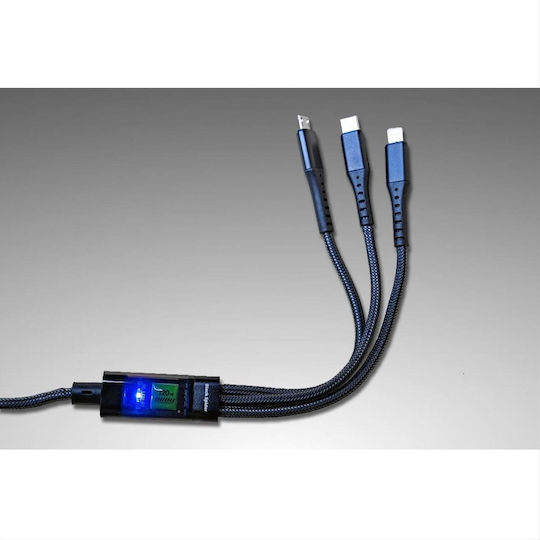 Keanos LED USB to Type-C / micro USB Cable Μαύρο 1.2m
