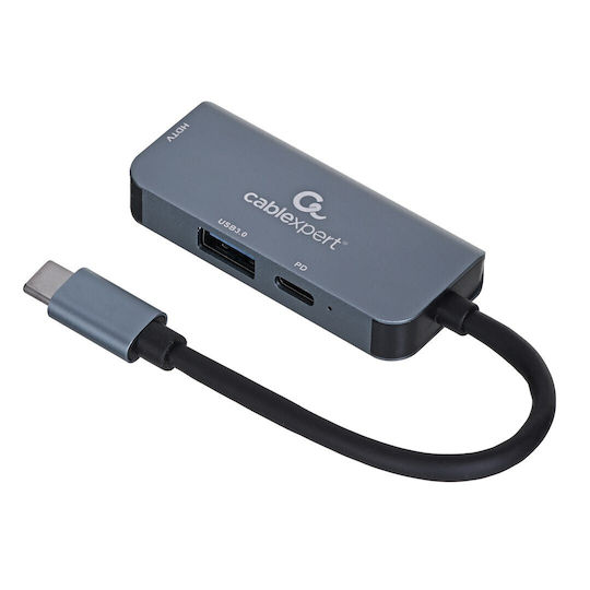 Cablexpert USB-C Docking Station με HDMI 4K PD Ασημί (A-CM-COMBO3-02)