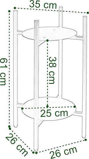 Βάση Γλάστρας Μεταλλική Μαύρη 35x35x70εκ.