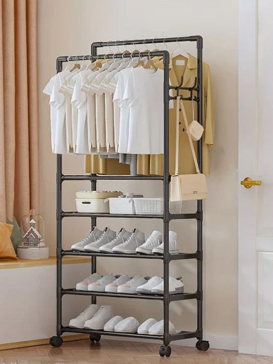 Wheeled Floor Garment Rack made of Metal 56x188cm