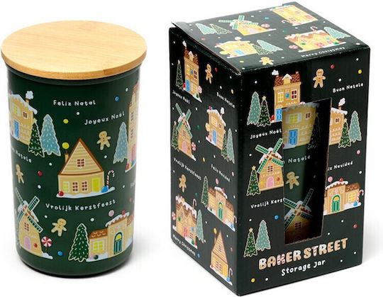 Bamboo Lid Storage Jar Christmas Cookie