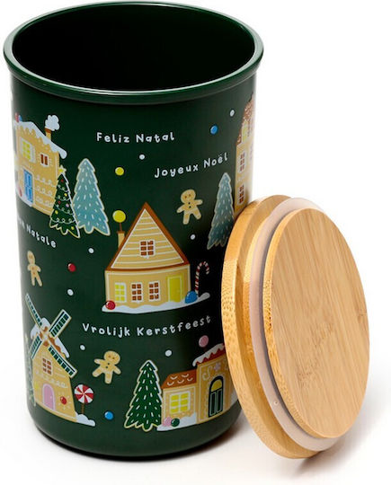 Bamboo Lid Storage Jar Christmas Cookie