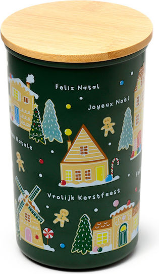 Bamboo Lid Storage Jar Christmas Cookie