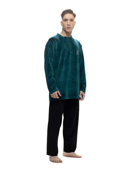 Galaxy Men's Winter Pajamas Set Emerald