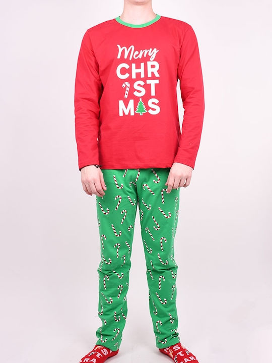 Happy Family Men's Winter Pajamas Set Red