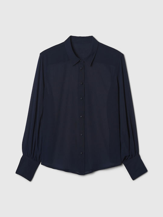 Μακρυμάνικο Γυναικείο Πουκάμισο Classic Navy