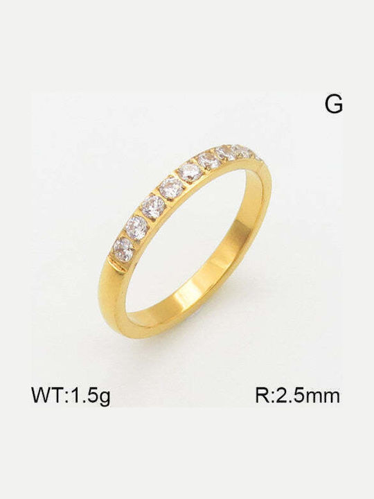 Charmy Damen Ring mit Zirkonia aus Stahl Vergoldet