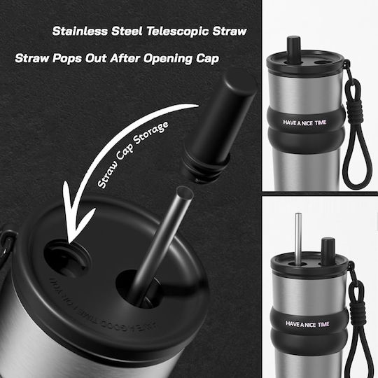 Techsuit Ποτήρι Θερμός Ανοξείδωτο 710ml Μαύρο