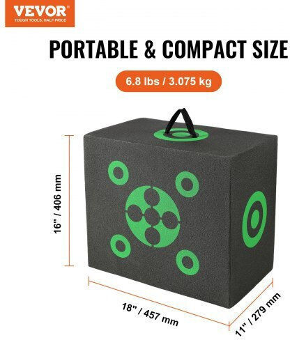 Vevor Archery Target 16"x18" Portable Handle Black Fzbxk16x18x1pvqv0v0
